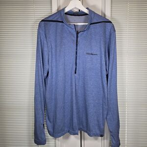 Subaru Quarter Zip Pullover Mens XL Blue Striped Elevate Performance